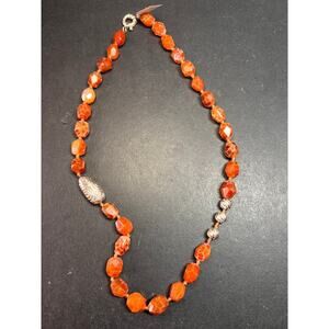 NEW fire agate Sterling silver necklace